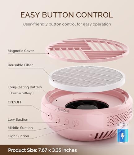 Image of MelodySusie Advanced Cordless Nail Dust Collector, SProR 3500RPM Powerful Portable Nail Vacuum Fan with 3 Suction Modes,Reusable Filter & Low Noise for Mobile Nail Tech, DIY Nail Artist & Home Use