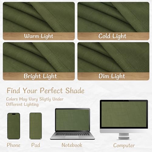 LAMIT Olive Green Sheer Linen Curtains 84 Inches Long 2 Panels Set, Light Filtering Living Room Panels Back Tab and Rod Pocket Christmas Farmhouse Drapes for Bedroom/Sliding Glass Door, 52 x 84 Inch by LAMIT - Image 8