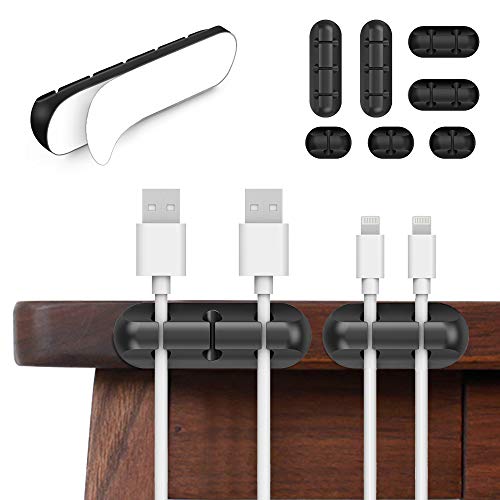 Preisvergleich Produktbild Kabelclips Kabelhalter Selbstklebend, Drahtseilhalter für Stromkabel und Ladezubehör Kabel, Mauskabel, PC, Büro und Heim (7 Packungen, Schwarz)