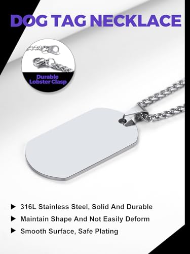 Richsteel Hip Hop Military Army Style Carbon Fiber/Bible/Bullet Dog Tags Pendant Necklace for Men Women Stainless Steel/18K Gold Plated Personalized ID/Name Jewelry (with Gift Box)4