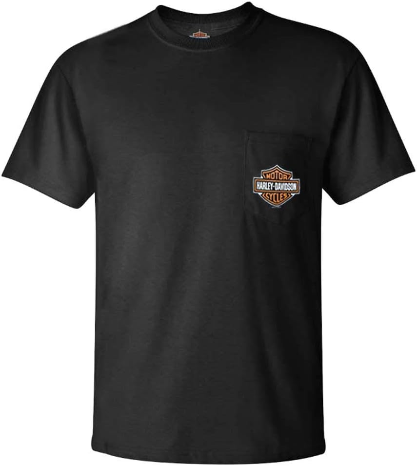 Harley-Davidson Men's Bar & Shield Logo Chest Pocket Short Sleeve T-Shirt, Black
