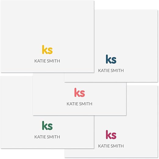 Sweet Monogram Personalized Note Card Set - 24 Cards with White Envelopes, 4¼ x 5½ Inch Size, Blank Inside, Add a Name and Initial, For Thank You Notes, or Graduation Gifts