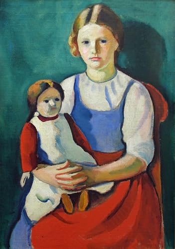 Cuadro expresionista de Chica rubia con muñeca de August Macke en formato de lienzo para pared