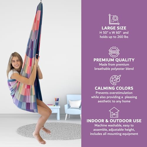 Bradoro MULTICOLOR Double Layer Reversible Sensory Swing | Outdoor And Indoor Swing For Kids And Adults Up To 260 Lbs thumb #7