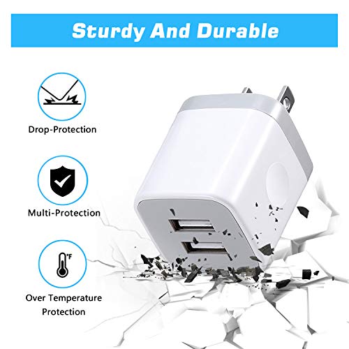 X-EDITION USB Wall Charger,4-Pack 2.1A Dual Port USB Cube Power Adapter Wall Charger Plug Charging Block Cube for Phone 8/7/6 Plus/X, Pad, Samsung Galaxy S5 S6 S7 Edge,LG, Android (White)