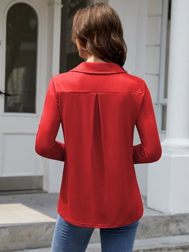Image of Bulotus Womens 3 /4 Sleeve Tops Plus Size V Neck Zipper Business Casual Blouses for Office & Going Out Soft Knit Tunics, M-3XL