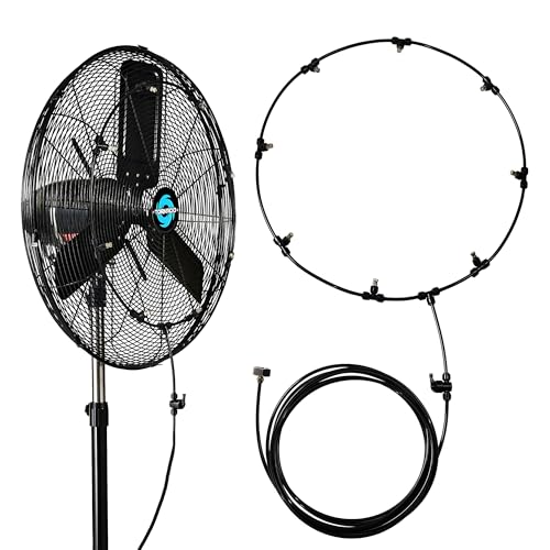 Image of Tornado 20 Inch Outdoor Misting Kit for Fan Cooling, Portable Mister System with 19.6FT Line & 8 Brass Nozzles for Patio, Party, Porch, Garden, Outdoor Fan Accessory