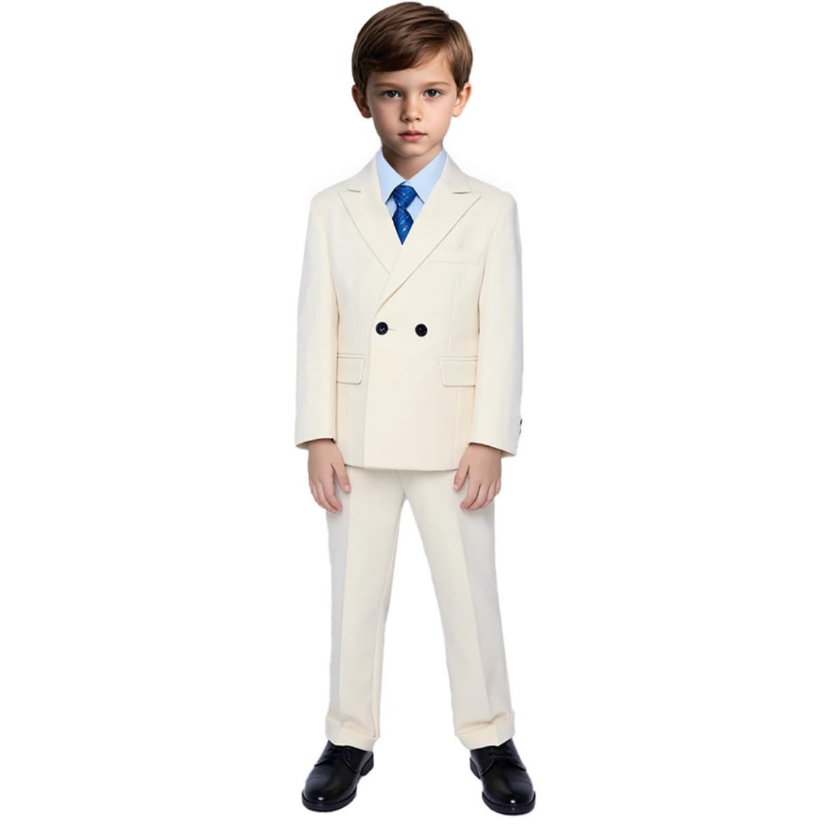 Zweireihiger Jungen-Smokinganzug, verstellbare Taille, für Kleinkinder, Teenager, Jungen, Kommunion, Hochzeit, 2 Stück