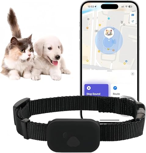 Rastreador de Gatos, Rastreador de Perros, Rastreador de Mascotas, Collar GPS Rastreador de Gatos para Gatos Pequeños, Sin Tarifa Mensual, Rastreador de Mascotas Compatible con Apple Find (Compatible