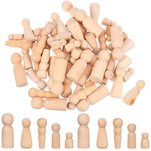 50 Poupées en bois à peindre figurines brutes pour loisirs créatifs