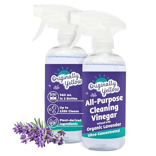 Originally Yellow All-Purpose Distilled Vinegar Spray Living Room Bathroom & Kitchen Cleaner Spray | Infused with Organic Lavender | Plant-Based All Purpose Cleaner 470 mL (2-Pack)