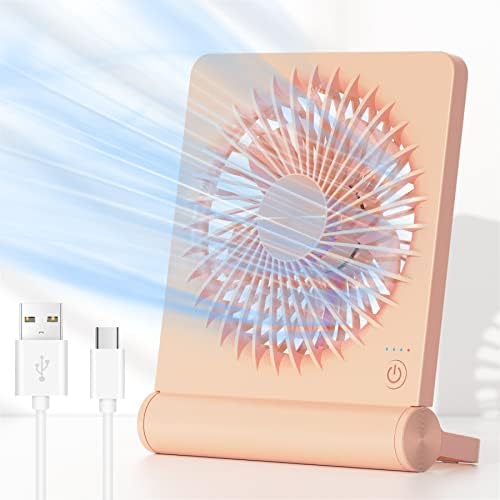 JOSTRY Mini Desk Fan with Strong Airflow,Portable Personal Fan Rechargeable,3 Speed Adjustable Desktop Fan Ultra Quiet USB Fan for Office Bedroom Camping Traveling (Pink)