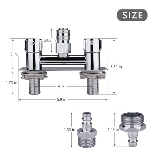 Image of All Metal RV Exterior Shower Faucet,4 inchRV Shower Faucet Replacement,RV Outside Shower Valve KitCamper Shower Faucet Valve with Quick Connect (Chrome)