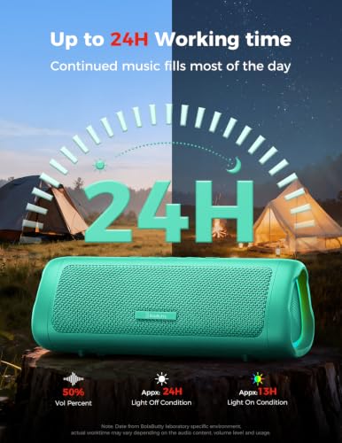 Image of Bluetooth Speaker, 20W HD Sound, Portable Wireless, IPX5 Waterproof, Up to 24H Playtime, TWS Pairing, for Home /Party /Outdoor /Camping /Beach Essentials, Electronic Gadgets, Birthday Gift (Teal)