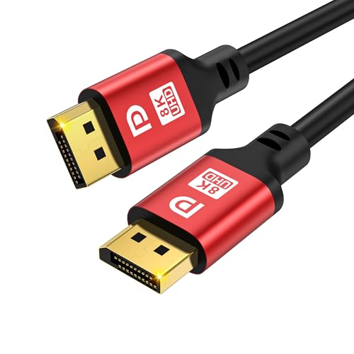 jojobnj DisplayPort Cable 2.1, DP Cable 10m 16K,10K,8K@60Hz, 4K@144Hz, 2K@240Hz,32.4Gbps,HBR3 Support 32.4Gbps