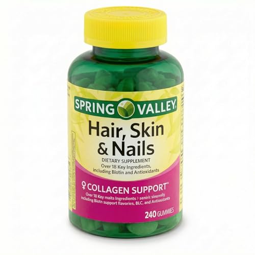 Spring Valley Hair, Skin & Nails Collagen Support, with 3,000 mcg Biotin, Vitamins A, C, D, E...