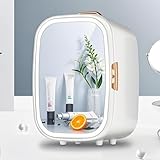 PP-Eic 12L Beauty Refrigerator with LED Mirror, Outdoor Mini Cosmetic Fridge, Portable Refrigerated Freezer, Refrigerated And Insulated Icebox, Suitable for Skin Care, Cosmetics