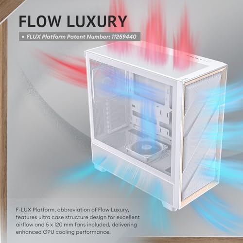 Antec Flux Wood Beyaz, 5x PWM Fan Dahil, Ahşap Ön Panel, Type-C, 420mm Radyatör ve Geri Bağlantı Anakart Desteği, Mid-Tower E-ATX PC Kasası, Beyaz - Görsel 3
