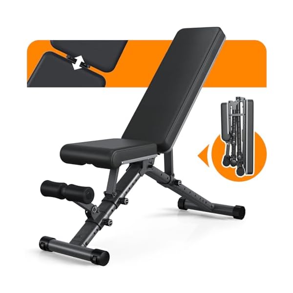 Adjustable Weight Bench for Home – Workout Bench for Full Body Exercise, Incline Decline Bench with Fully Upright Backrest, Adjustable Seat Cushion, 1000lbs Support Black 617