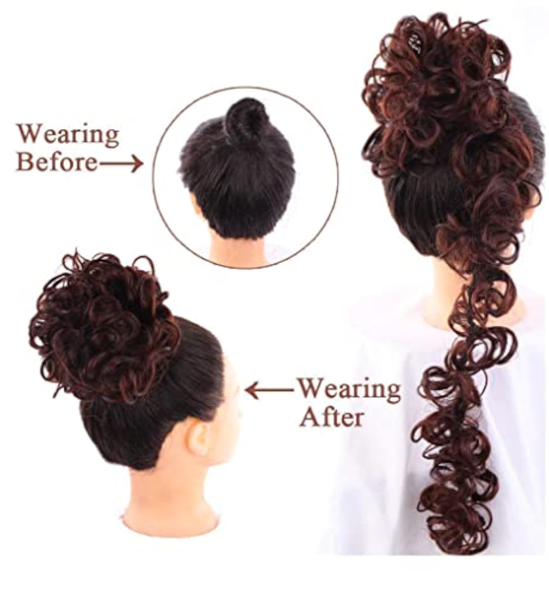 Synthetic Frill Hair Extensions Messy Bun for Women