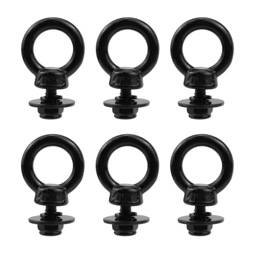 Image of Antrader Lifting Shoulder Eye Bolts,M6 Machinery Shoulder Lifting Eye Bolt | Black Bolt with Lock Nuts,Lock Washers,Flat Washers,6Sets