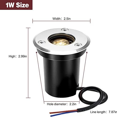 RSN 1W LED Garden Buried Light IP65 Outdoor LED Underground Recessed Inground Warm White 220V for Pathway Patio(4 Pack)