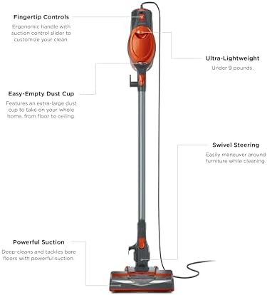Shark Rocket Corded Stick Vacuum, Carpet & Hard Floors, Gray/Orange, HV301 — view 7