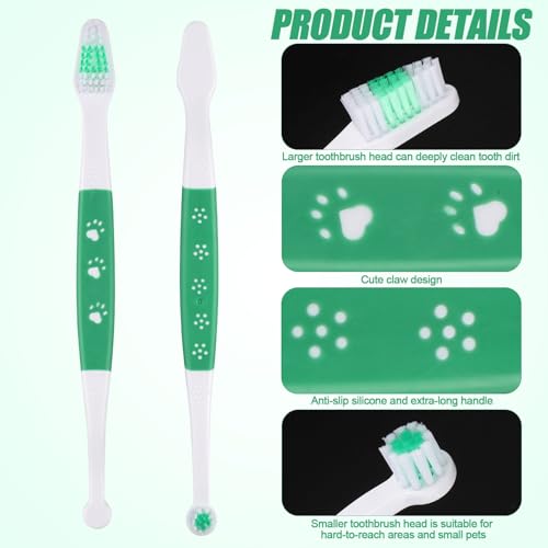 Image of XIHIRCD 3pcs Dual Headed Pet Toothbrush for Dogs & Cats, Soft Bristles Kitten Tooth Brushing Easy Teeth Cleaning Anti-Slip Pet Dental Care Brush Supplies for Puppy Kitty Reduce Oral Problem