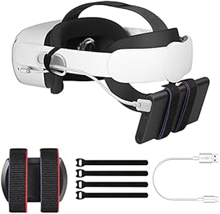 Vakdon VR Power Bank Fixing Strap for Oculus Quest/Quest 2 Elite Strap Esimen Eyglo Adjustable Head Strap Battery Holder Accessories Fixed on the VR Headset Head Strap (Black)