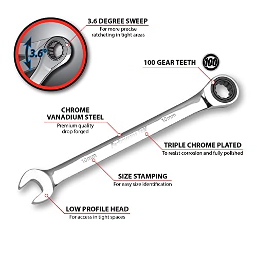 Performance Tool W30451 E10/E12 Ratcheting Box Wrench, Green - Image 2