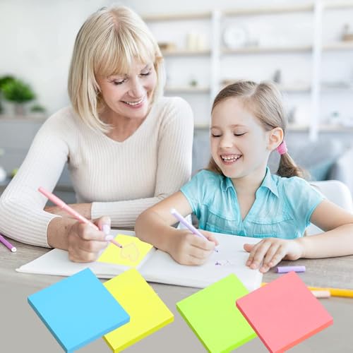 YPYMOD 400 Sticky Notes 76 x 76 mm, 4 Books Coloured Sticky Notes, for Marking Pages for Office, School, Home (Blue Green Pink Yellow)