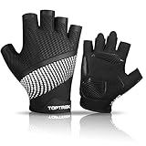 toptrek Fahrradhandschuhe, Radhandschuhe Herren rutschfeste und Stoßdämpfende, MTB Handschuhe Sommer Atmungsaktiv, Fahrrad Handschuhe Halbfinger Sporthandschuhe für Herren & Damen (L)