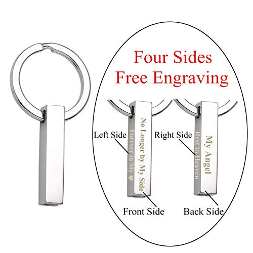 Personalized Master Free Engraving Custom Stainless Steel Vertical Cuboid Square Cube Bar Urn Necklace/Keychain Key Ring For Ashes Keepsake Memorial Jewelry #TOP1