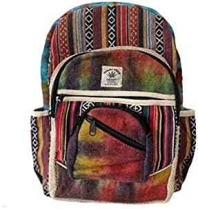 Zillion Craft travel laptop back pack. Eco Friendly 100% natural hemp back pack for School, College. Multi pocket colorful unique design.
