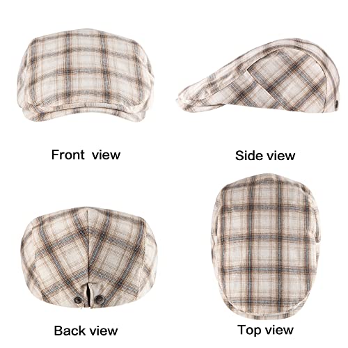 Image of LADYBRO 2-Pack Unisex Flat Cap Newsboy Hats for Men Women, Summer Casual Adjustable