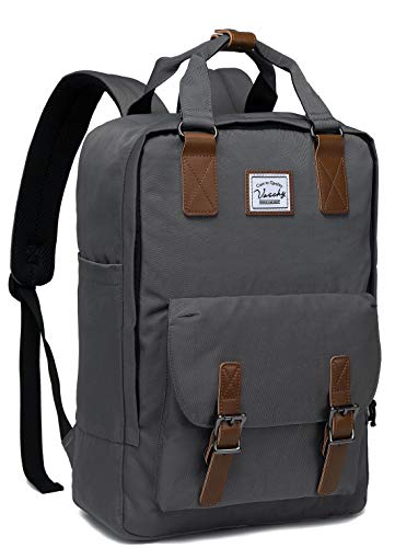Up To 40% OFF School Backpack for Men and Women,VASCHY Unisex Vintage Water Resistant Casual Daypack Rucksack Bookbag for College Fits 15inch Laptop Backpack Dark Gray