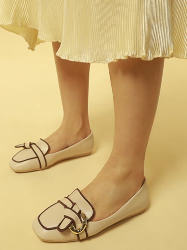 Image of Marc Loire Solid Casual Loafers for Women| Stylish Fashion Slip-On Flat Loafers Shoe with TPR Sole| Party & Office Footwear