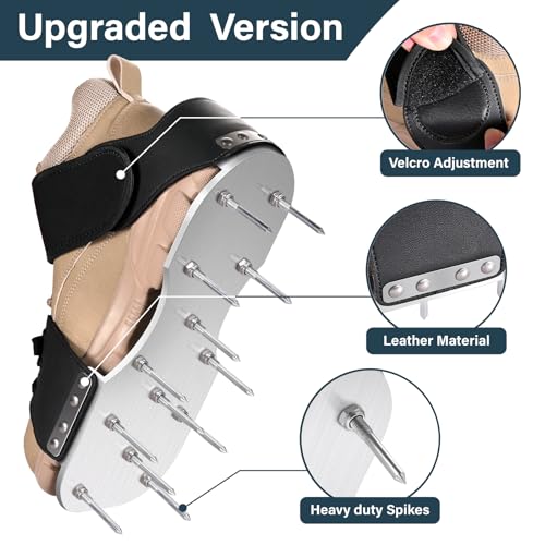 Aerator Shoes, Lawn Aerator Shoes for Grass with Sturdy Metal Sole, Aeration shoes for lawn with adaptable straps for all shoe sizes, Aerating Shoes for Lawn Pre-Assembled with Bend-resistant Prongs - Thumbnail 2