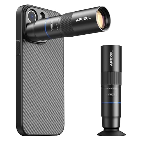 APEXEL Téléobjectif compact 10x pour smartphone et objectif macro 200 mm avec coque spéciale pour téléphone portable, objectif professionnel FMC ED pour téléphone portable, convient pour iPhone 16 Pro