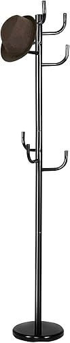 Onnertune Perchero independiente 8 ganchos para chaquetas bolsos bolsos soporte de metal de 69 pulgadas con base redonda para entrada hogar oficina