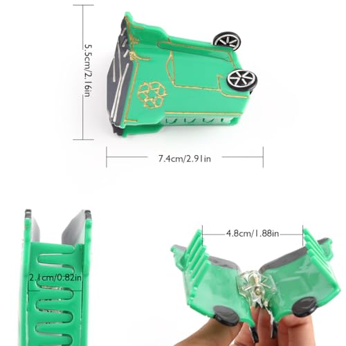 Dustbin Novelty Fun Acetate Hair Claw Personalized Recycling Truck Shaped Hair Clip for Women Girls Gift, Green and Black 1 Piece