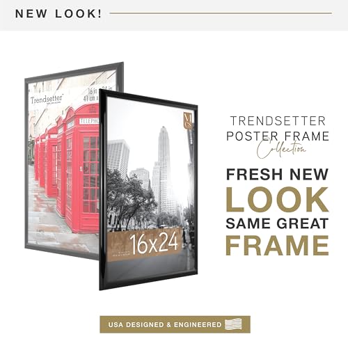 MCS Trendsetter 16x24 Poster Frame Black High-Gloss, Vertical & Horizontal Wall Hanging Large Picture Frame for Photos, Posters & Art Prints (1-Pack)