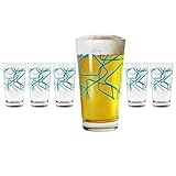 Wobz Bierglas mit blauem Motiv, 37 cl, 6 Stück