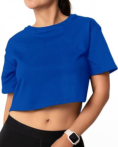 El Mejor Listado de Playera Azul Rey los 5 más buscados. 45 Crop Top Mujer Relaxed Fit Hombros Caídos Manga Corta Ombliguera Blusa Playera Dama (as1, Alpha, l, Regular, Regular, Azul Rey)
