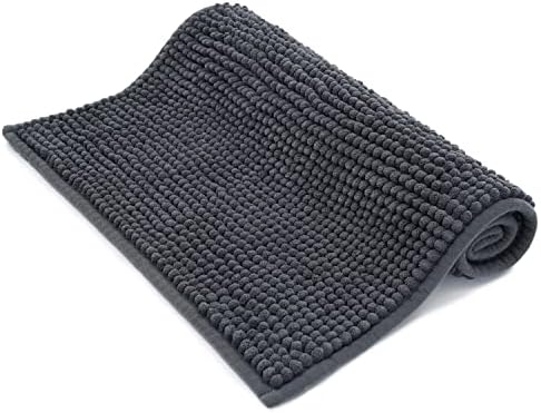 ROSMARUS Chenille Bath Mat Non-Slip Super Absorbent Bathroom Mat 80X50cm,Washable Soft Fluffy Bathroom Rug,Microfiber Shower Mat Shaggy Rug for Bathroom,Yellow