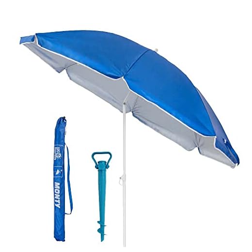 LOLAhome sombrilla de Playa Azul de Acero (180 cm, Con soporte)