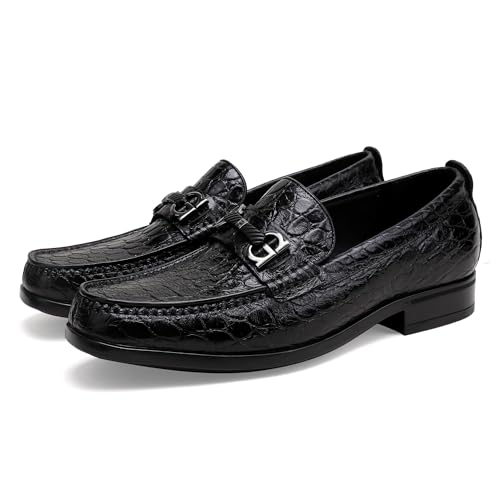 Classic Men's Dress Shoes, Alligator Printed Penny Loafer for Men Casual Wedding Party Shoes Buckle Leather Dress Shoe