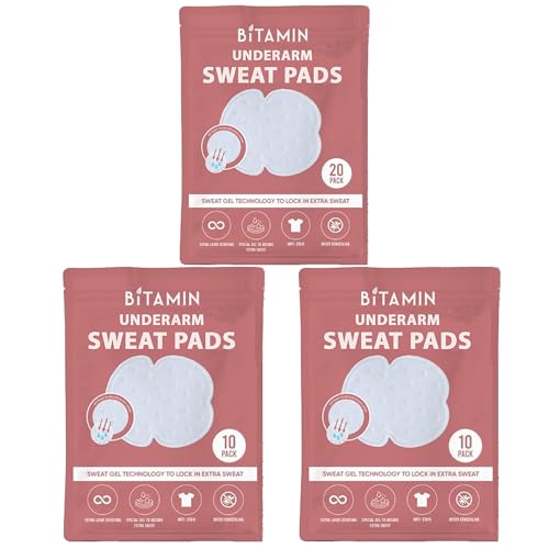 Image of Bitamin Underarm Sweat Pad for Women & Men| Armpit Sweat Pads for Women Blouse with Gel Technology to Control Odour | Large Covering Underarm Pads to Prevent Stain | Skin Friendly (40 pads)