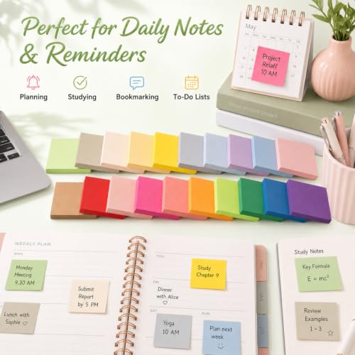 Image of Fainne 120 Pack Sticky Notes Bulk 3x3 Multicolor Self Stick,Mix Color