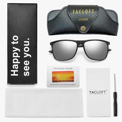 Image of Carbon Fiber Polarized Sunglasses for Men Women, Retro Square Frame, UV400 Protection HD Lens, Driving Fishing Sports
